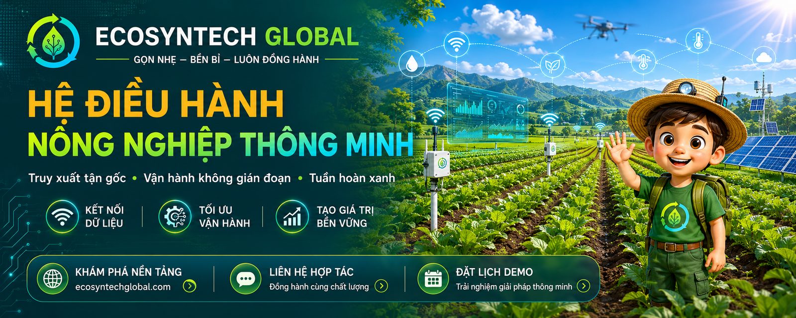 EcoSynTech Farm OS — hệ thống cảm biến IoT giám sát ruộng rau, kết nối dữ liệu thời gian thực
