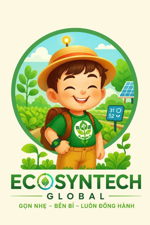 Mascot EcoSynTech — cậu bé nông dân công nghệ